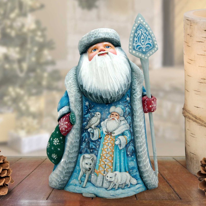 Father Frost and Arctic Animals Santa Hand-Painted WOODCARVED Masterpiece by G. DeBrekht – Christmas Decor – 821714-2