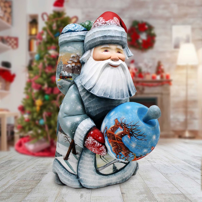 Full Bag of Gifts Santa Hand-Painted WOODCARVED Masterpiece by G. DeBrekht – Christmas Decor – 821718
