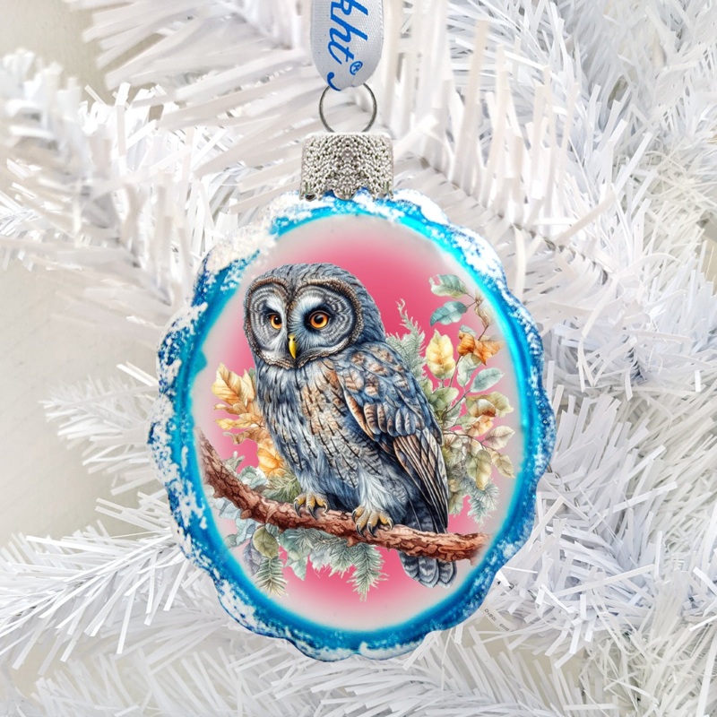 Gray Owl Mercury Glass Ornaments by G. Debrekht – Wildlife Holiday Decor – 776003