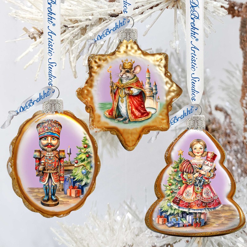 Nutcracker Mercury Glass Ornaments Set of 3 by G. Debrekht – Christmas Decor – 770149S3