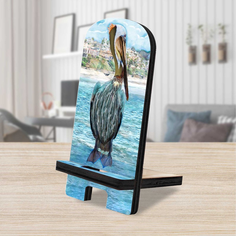 Pelican Coastal Cell Phone Stand Wood Mobile Tablet Holder Charging Station Organizer – 892044