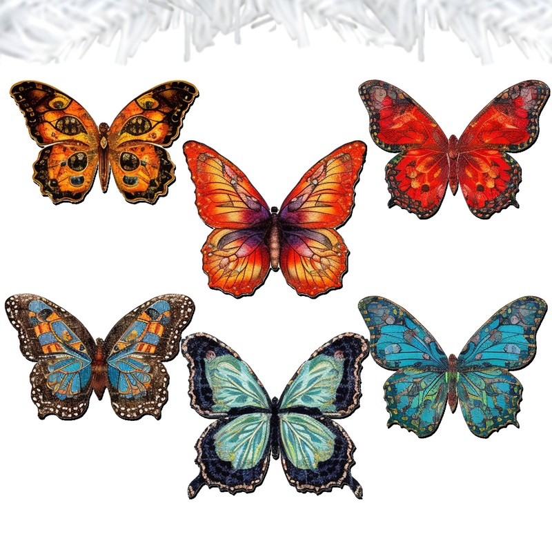 Summer Butterfly Decorative Wooden Clip-on Ornaments of 6 by G. Debrekht – Christmas Decor – 8090012-2C-S6