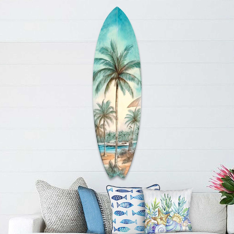 Tropical Surfboard Coastal Wall Art by G. DeBrekht – Coastal Holiday Dcor – 8490111HS