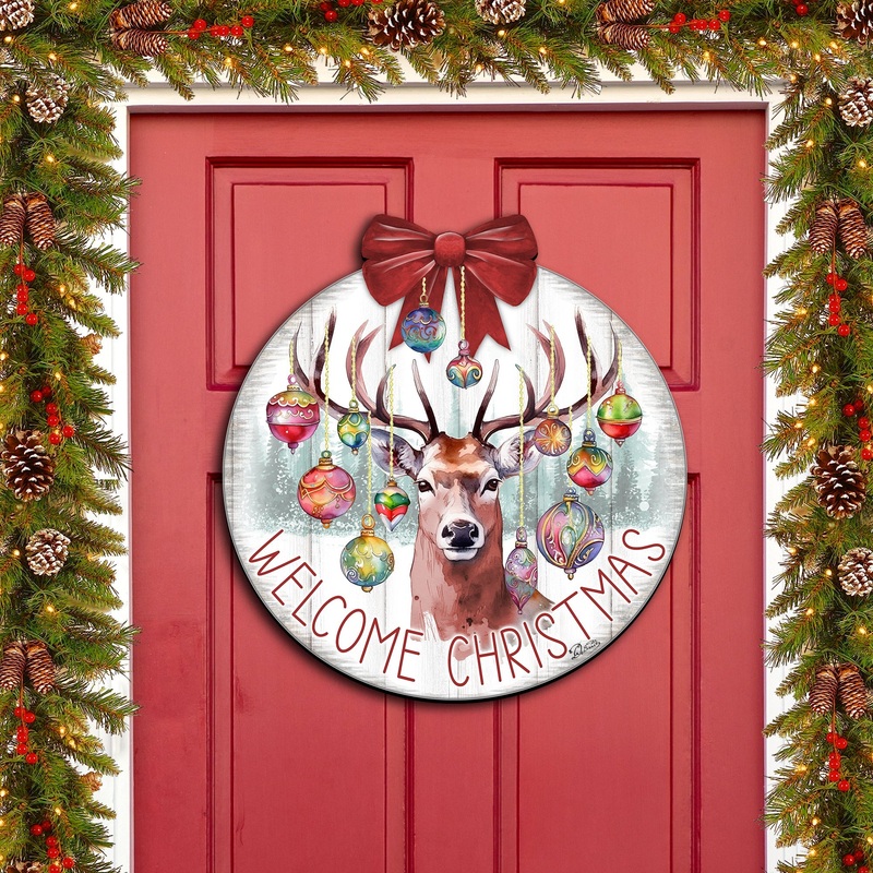 Welcome Christmas Front Door Welcome Sign, Wooden Front Porch Decor by G. Debrekht Christmas Decor – 933118H