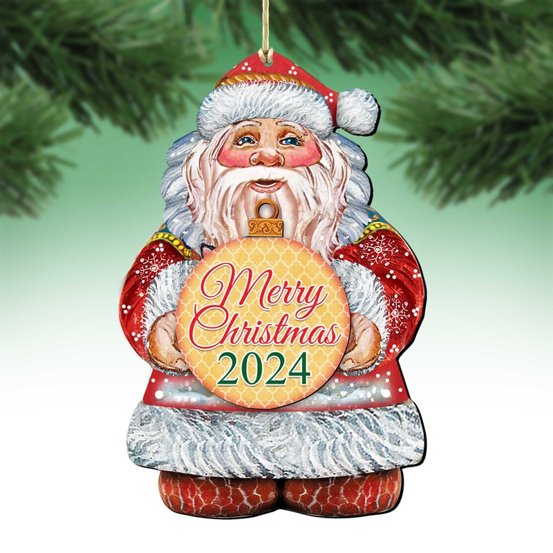 2024 Dated Merry Christmas Wooden Ornaments by  – Christmas Santa Snowman Decor – 8117810-MC-D24