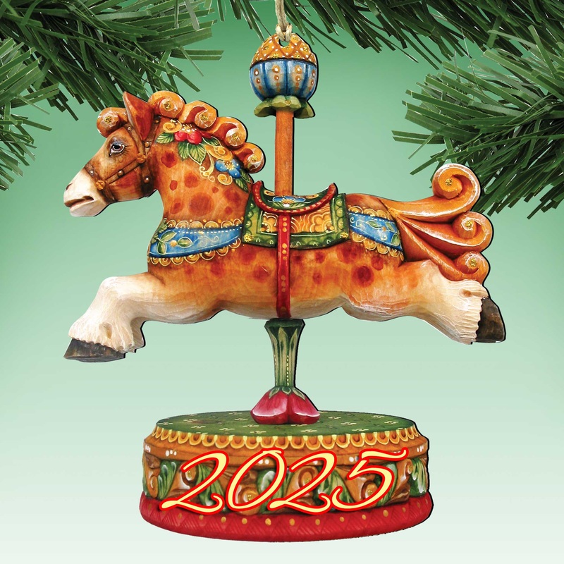 2025 Dated Carousel Horse Wooden Ornaments by  – Carousel Holiday Decor – 8114041-3-D24