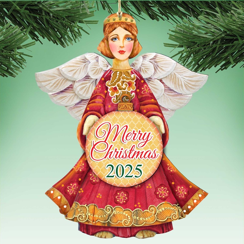2025 Dated Wooden Nativity Angel Ornaments by  – Holiday Decor – 8152722-4-D25
