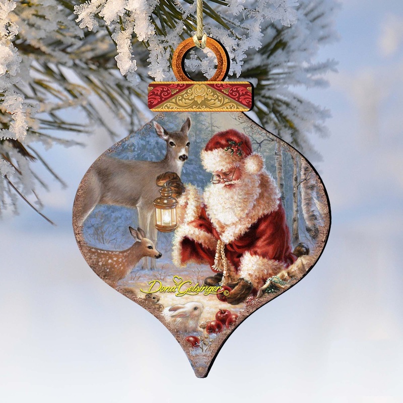 Abundance of Joy Wooden Drop Ornaments by Gelsinger – Christmas Santa and Snowman Decor – 8031125-0104