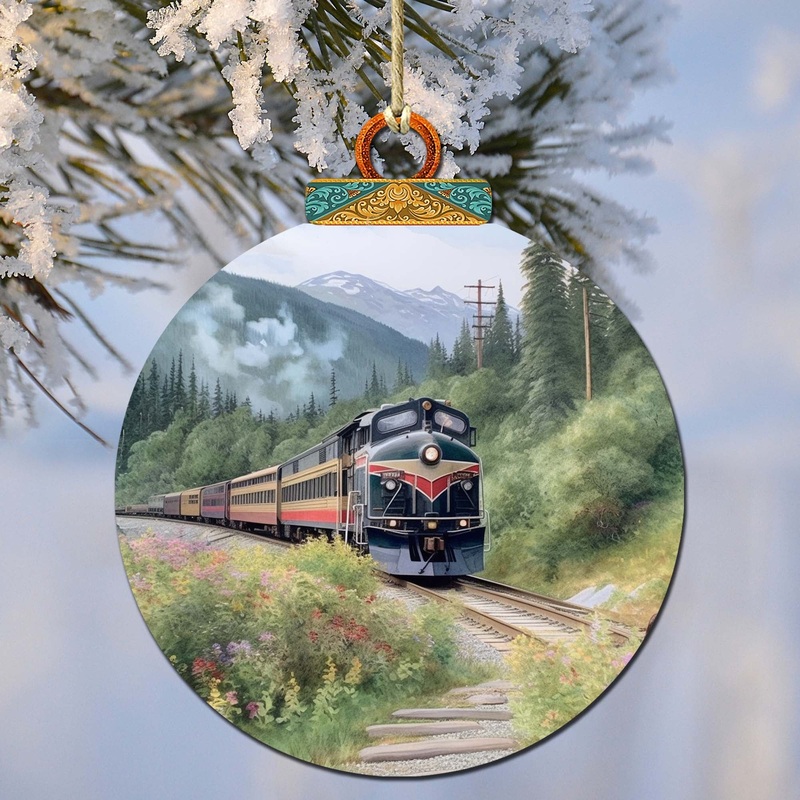 Alaska Mountain Express Wooden Ornaments by  – Wildlife Holiday Decor – 870041