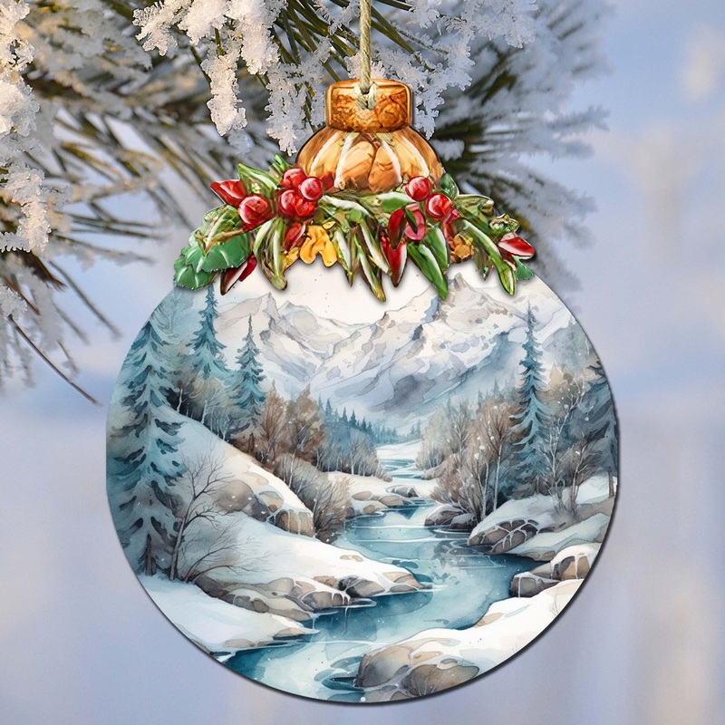 Alaska’s Mountain Majesty Wooden Ornaments by  – Wildlife Holiday Dcor – 870037