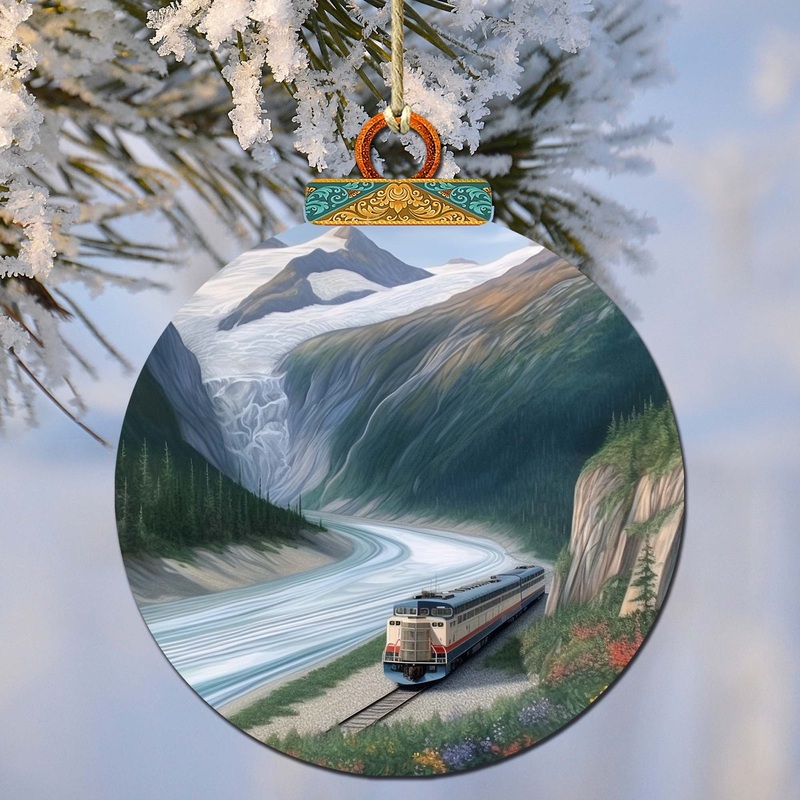 Alaska’s Mountain Railway Wooden Ornaments by  – Wildlife Holiday Decor – 870042