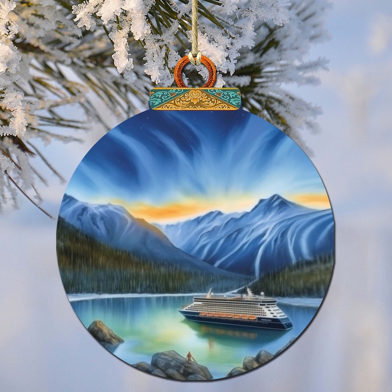 Alaska’s Mountain Splendor Wooden Ornaments by  – Wildlife Holiday Decor – 870066