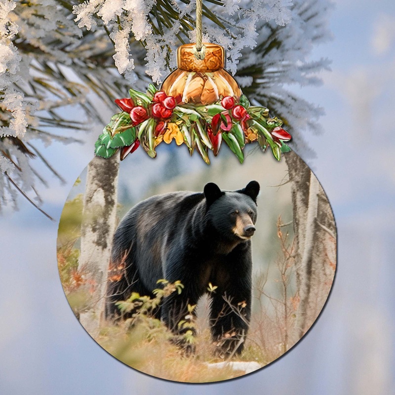 Alaskan Black Bear Adventure Wooden Ornaments by  – Wildlife Holiday Dcor – 870033