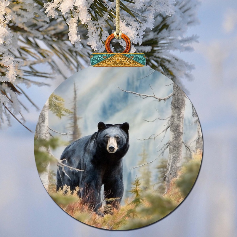 Alaskan Black Bear Journey Wooden Ornaments by  – Wildlife Holiday Decor – 870072