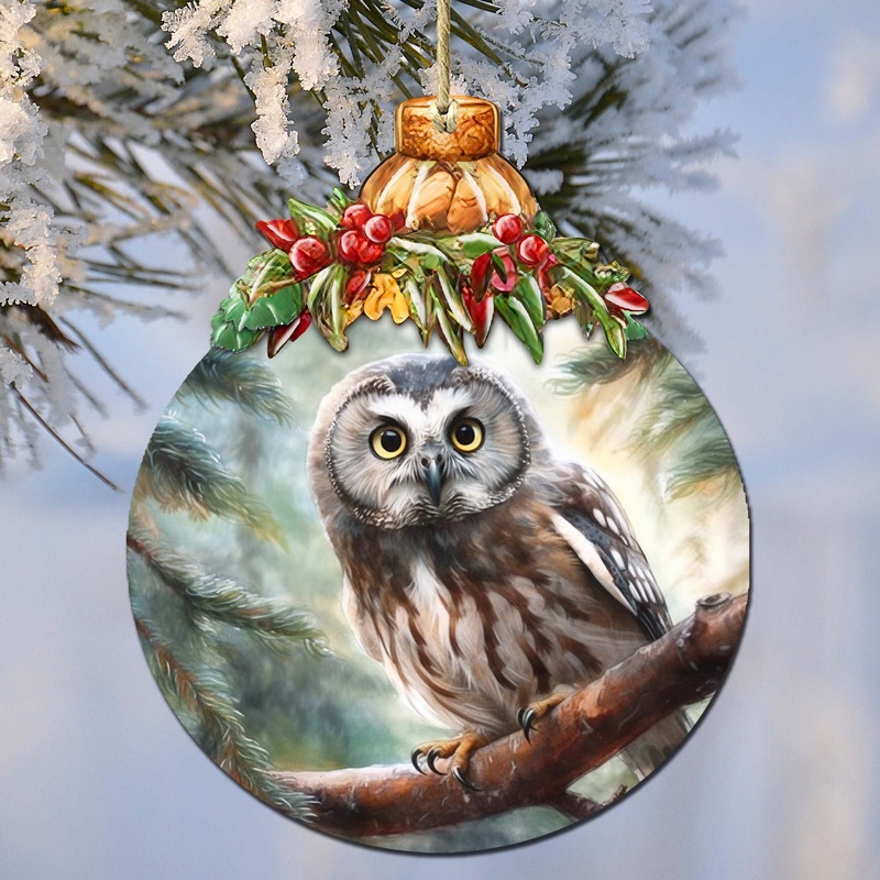 Alaskan Boreal Owl Wooden Ornaments by  – Wildlife Holiday Decor – 870022