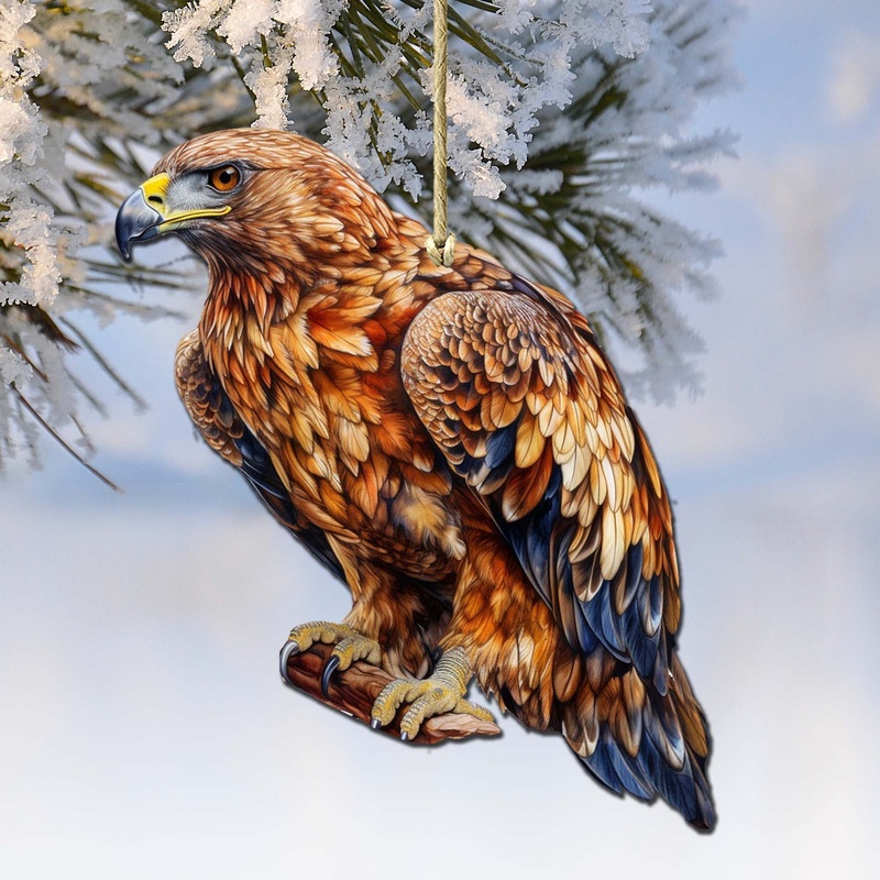 Alaskan Golden Eagle Wooden Ornaments by  – Wildlife Holiday Decor – 8710101-5
