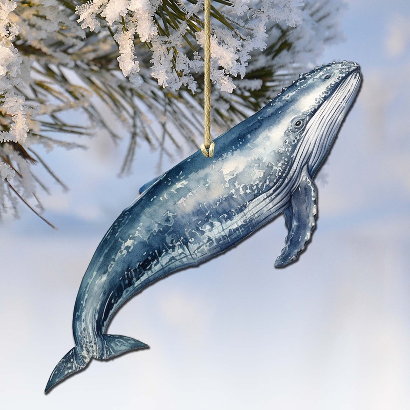 Alaskan Humpback Whale Wooden Ornaments by  – Wildlife Holiday Decor – 8710103-2