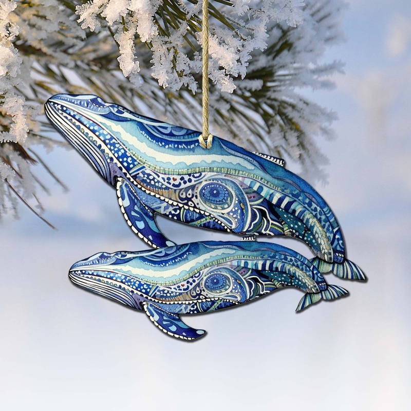 Alaskan Magic Humpback Wooden Ornaments by  – Wildlife Holiday Decor – 8710107-2