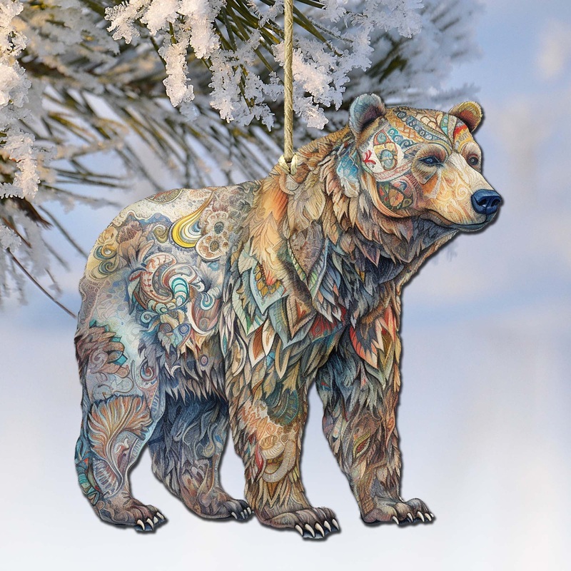 Alaskan Majestic Bear Wooden Ornaments by  – Wildlife Holiday Decor – 8710106-1