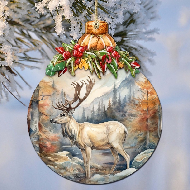 Alaskan Majestic Elk Wooden Ornaments by  – Wildlife Holiday Decor – 870028