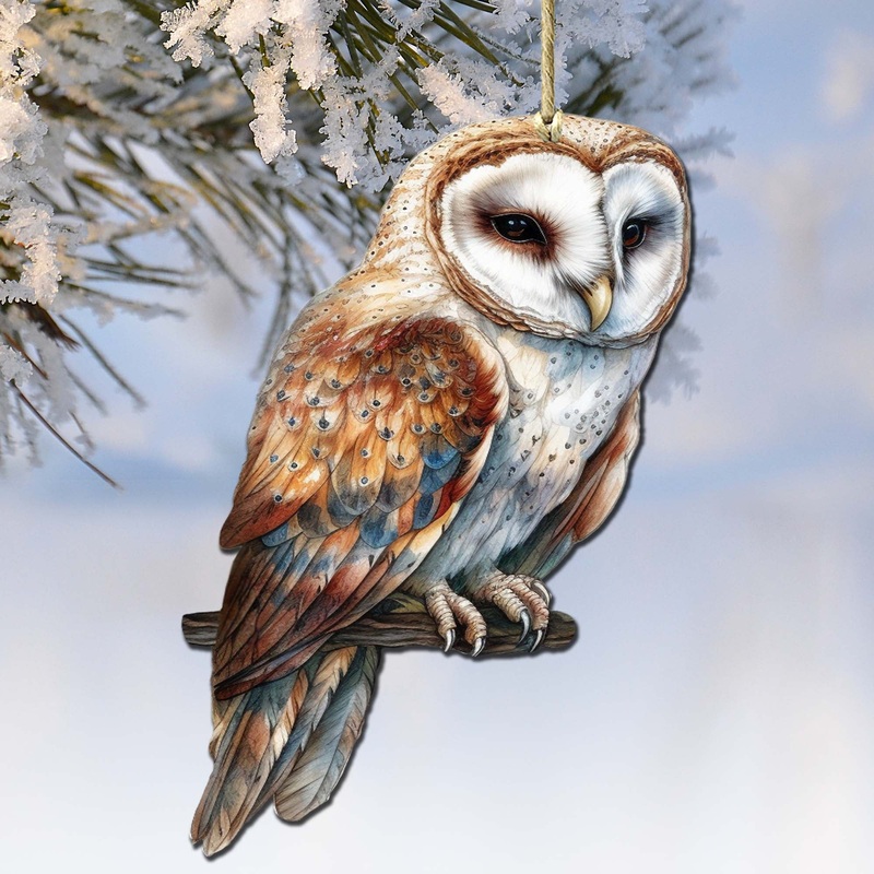 Alaskan Short-eared Owl Wooden Ornaments by  – Wildlife Holiday Decor – 8710004-4