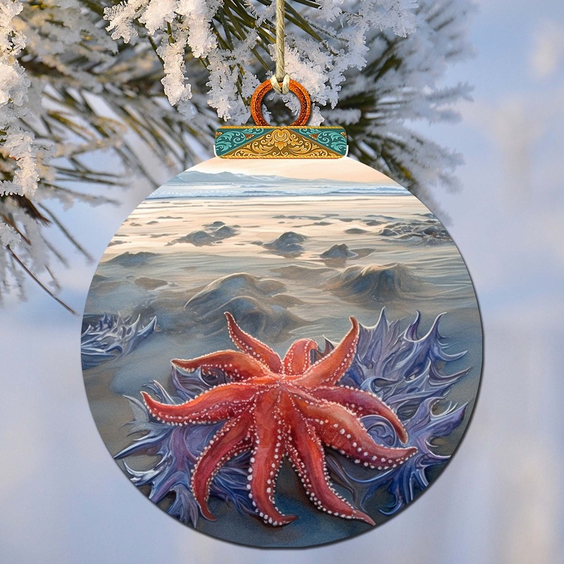 Alaskan Sunflower Sea Star Wooden Ornaments by  – Wildlife Holiday Dcor – 870045