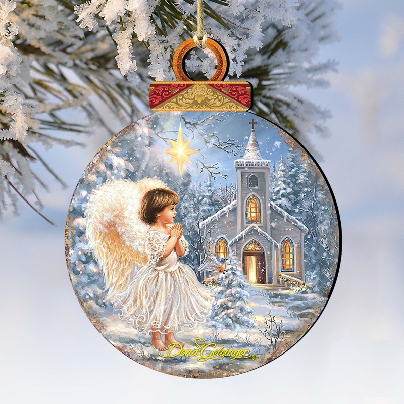 Angel at the Chapel Wooden Ornaments by Gelsinger – Nativity Holiday Decor – 8021121-1606