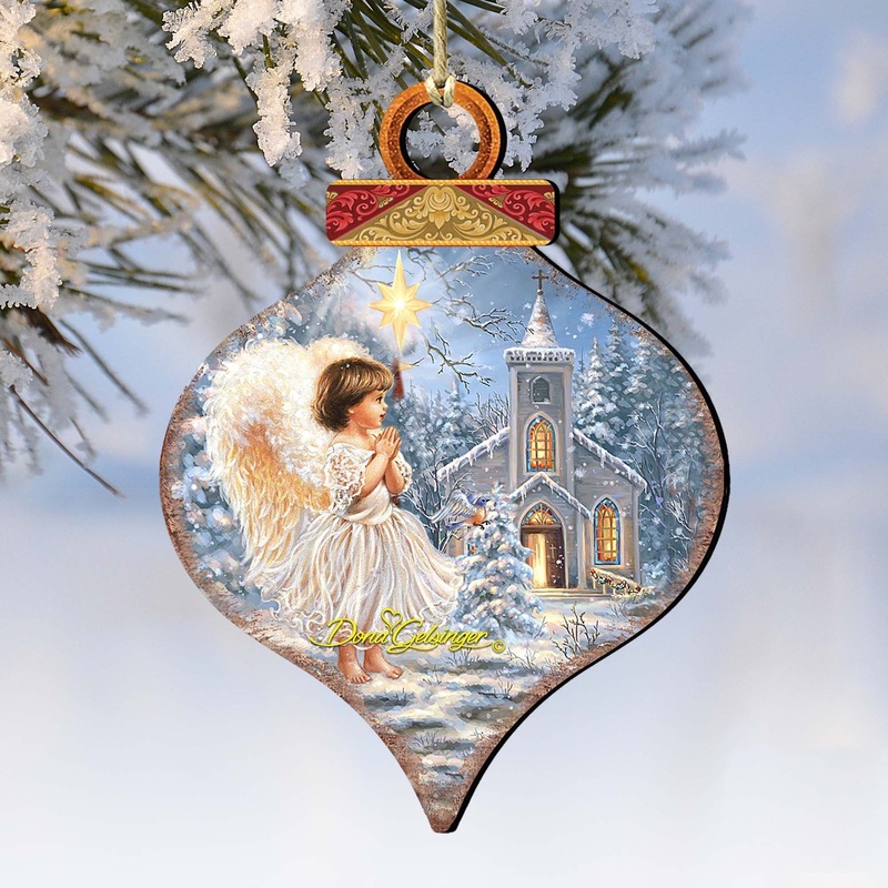 Angel at the Chapel Wooden Ornaments by Gelsinger – Nativity Holiday Decor – 8031121-1606