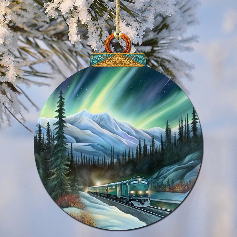 Arctic Light Show Wooden Ornaments by  – Wildlife Holiday Decor – 870040