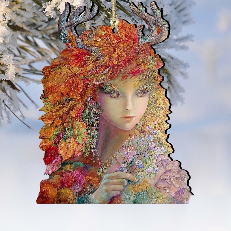 Autumn Wooden Ornaments by Josephine Wall – Thanksgiving Halloween Decor – 845611-JW