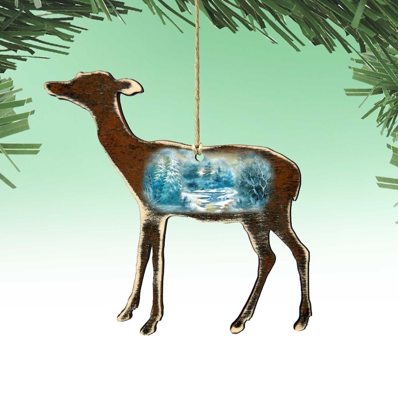 Baby Deer Wooden Ornaments by Nature Wonders – Wildlife Holiday Decor – 8198216