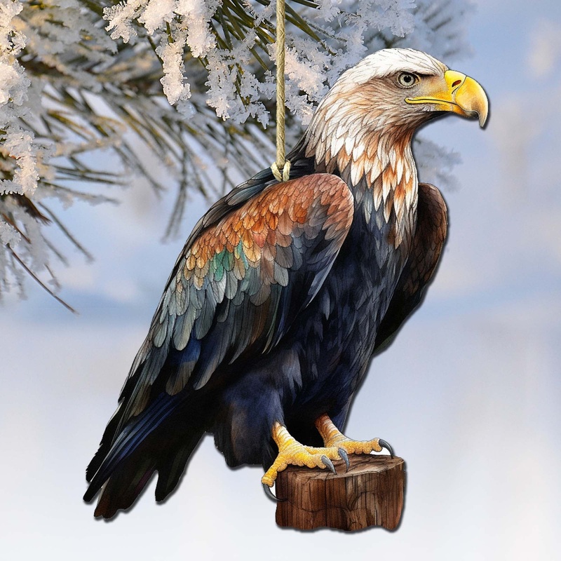 Bald Eagle Charm Wooden Ornaments by  – Wildlife Holiday Decor – 8710101-4