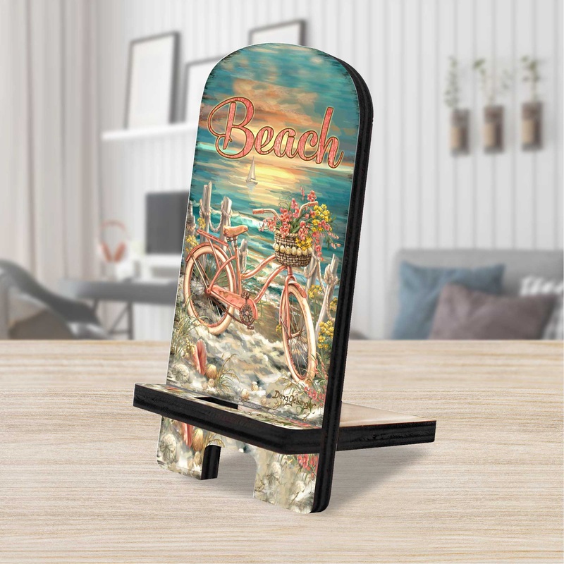 Bicycle by Sea Coastal Cell Phone Stand Wood Mobile Tablet Holder Charging Station Organizer – 892079-DG