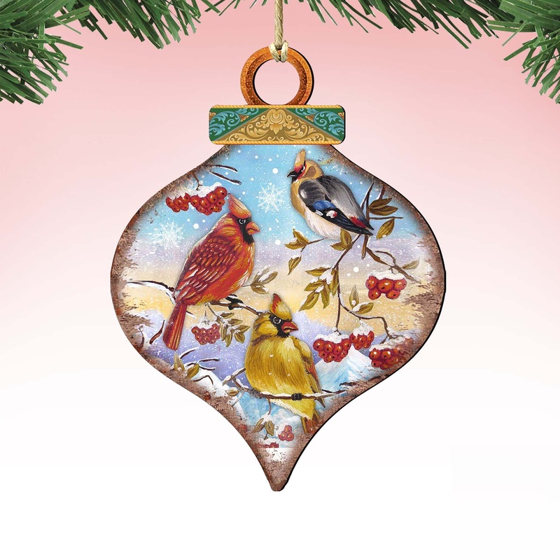 Birds Drop Wooden Ornaments by G. DeBrekht – Christmas Decor – 8035222