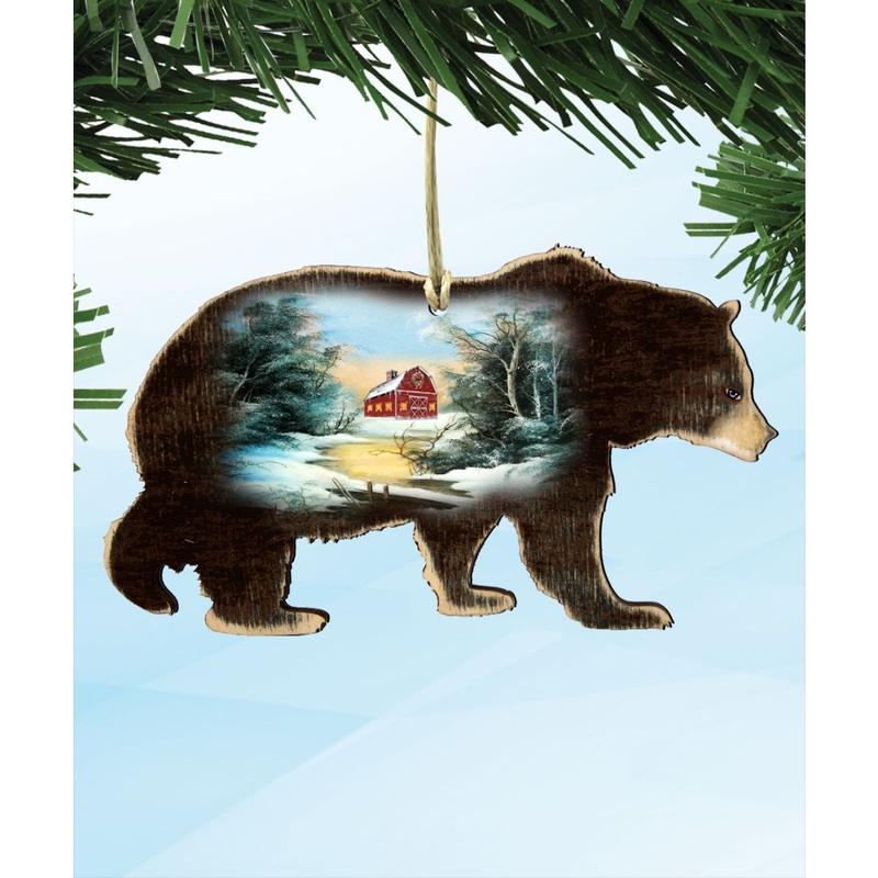 Black Bear Wooden Ornaments – Tree Ornament by G. DeBrekht – Wildlife Holiday Decor – 8198215-1