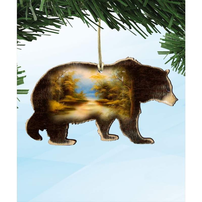 Black Bear Wooden Ornaments – Tree Ornament by G. DeBrekht – Wildlife Holiday Decor – 8198215-4