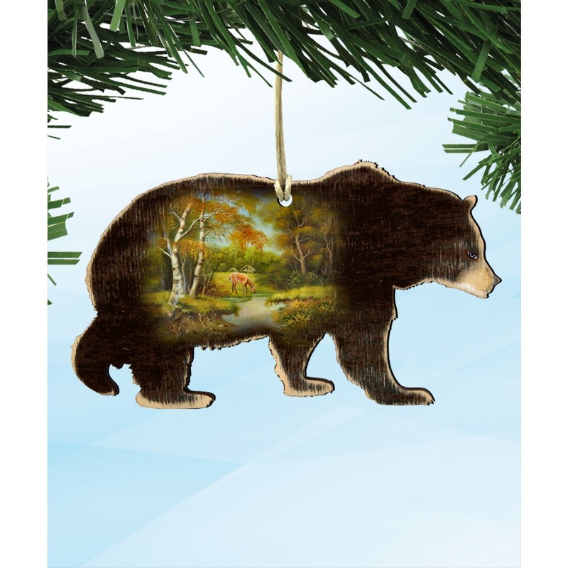 Black Bear Wooden Ornaments – Tree Ornament by G. DeBrekht – Wildlife Holiday Decor – 8198215-6