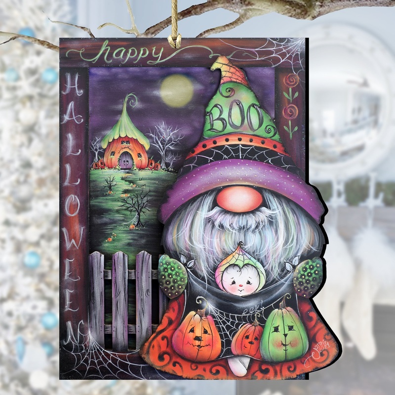 Boo Halloween Gnome Wooden Ornaments by Jamie Mills-Price Halloween Decor – 8611077-MP