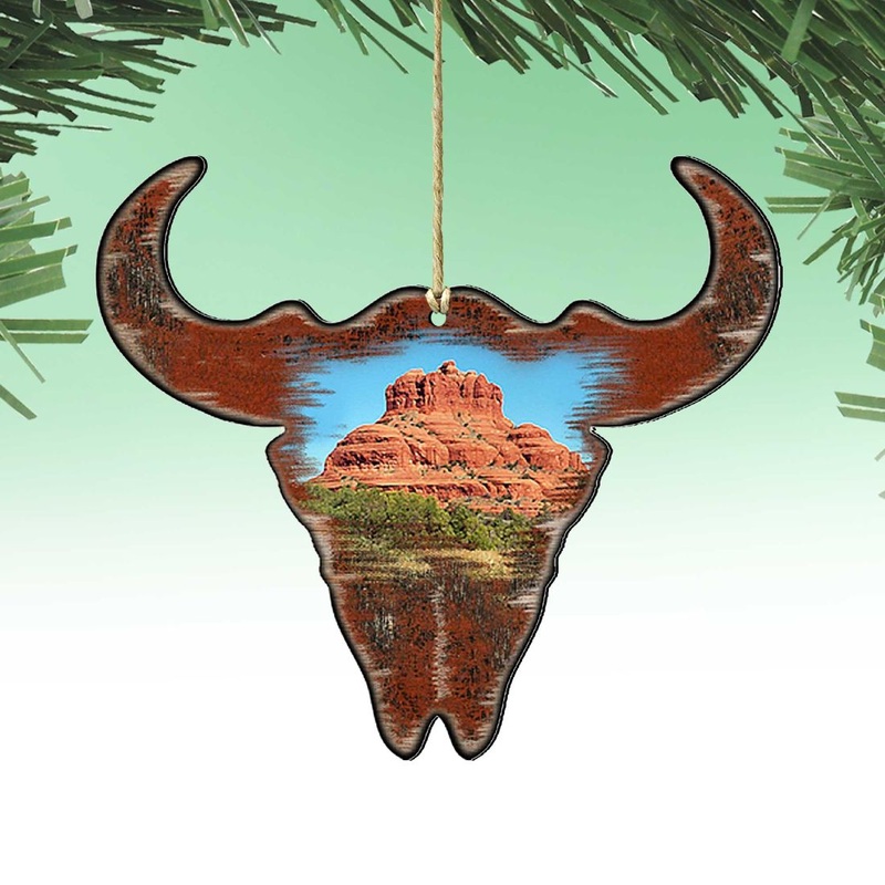 Buffalo Skull Wooden Ornaments by Nature Wonders – Wildlife Holiday Decor – 8198235