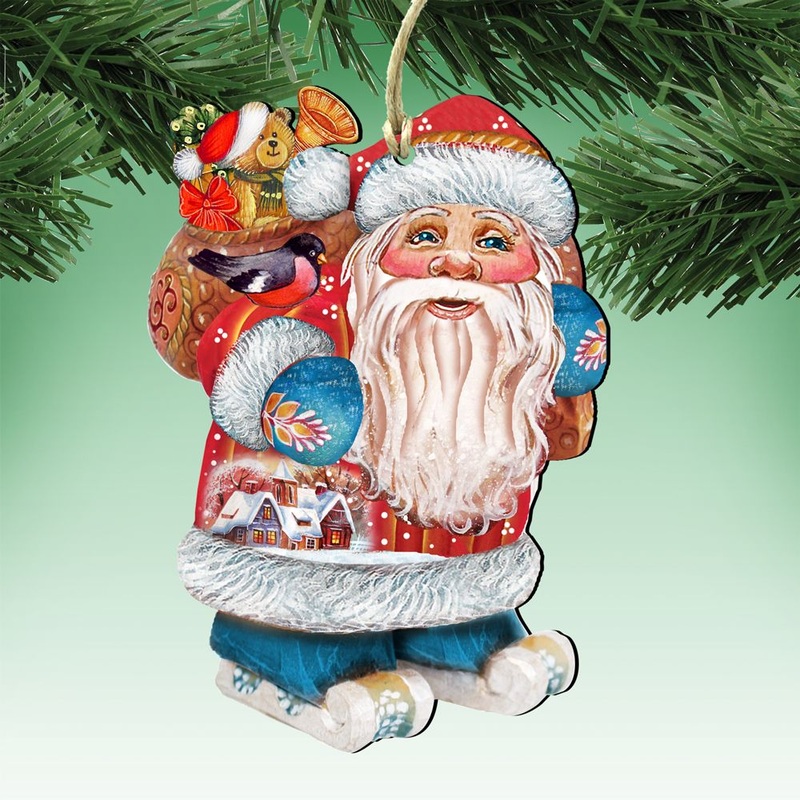 Caring Gift Bag Santa Wooden Christmas Ornament by G. DeBrekht – 8117663
