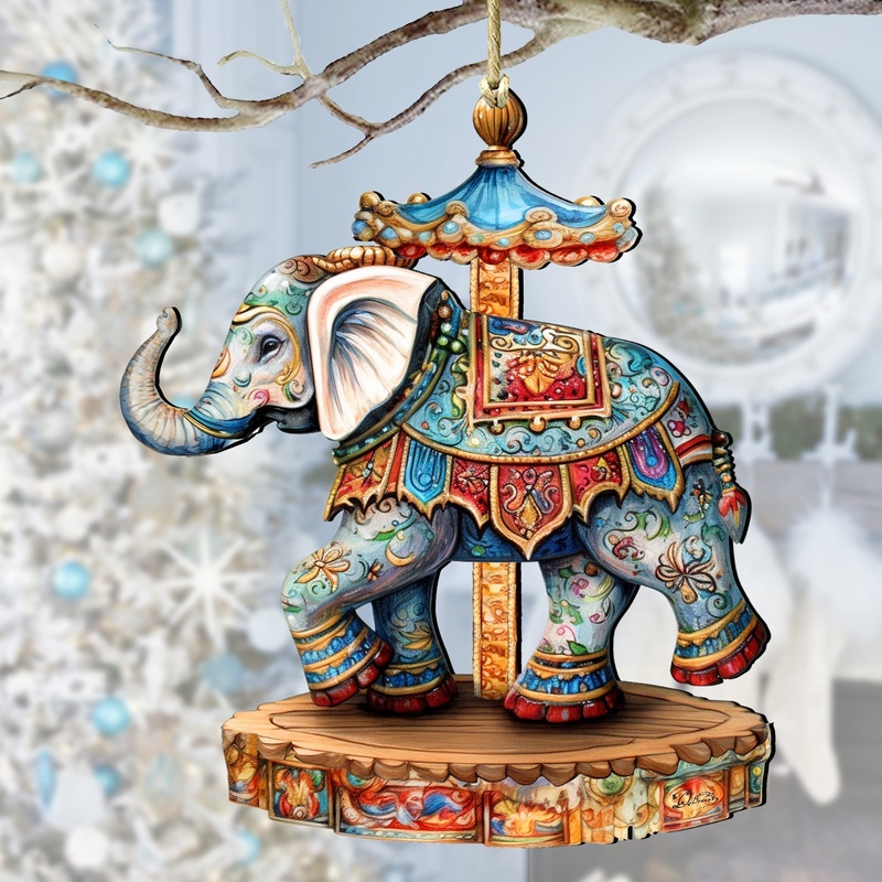 Carousel Elephant Wooden Ornaments by G. Debrekht Christmas Decor – 8611029-2