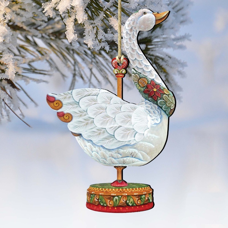 Carousel Goose Christmas Wooden Ornaments by G. DeBrekht – Carousel Holiday Decor – 8114039