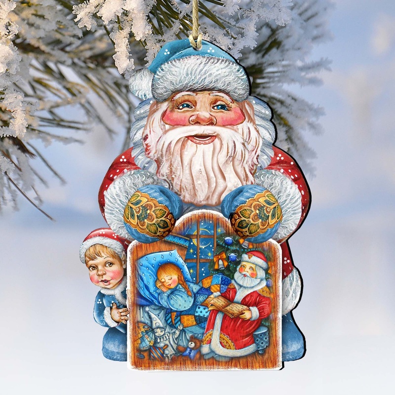 Christmas Night Christmas Wooden Ornaments by G. DeBrekht – Christmas Santa Snowman Decor – 8119173