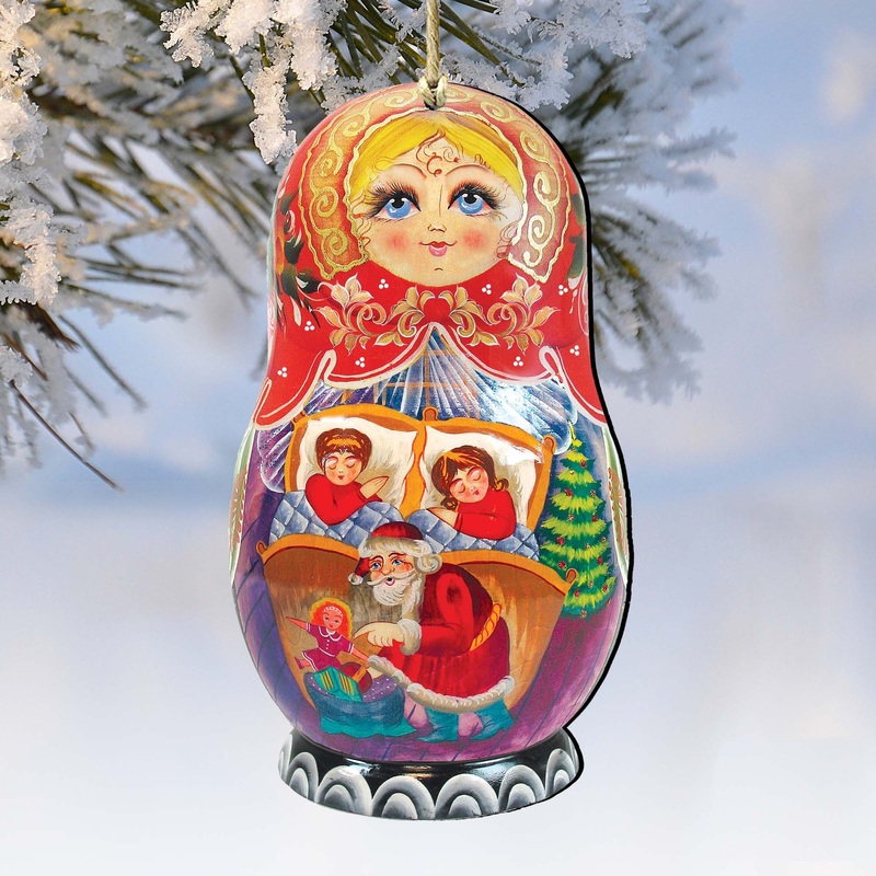 Christmas Night Matreshka Wooden Ornaments by G. DeBrekht – Christmas Decor – 8110731