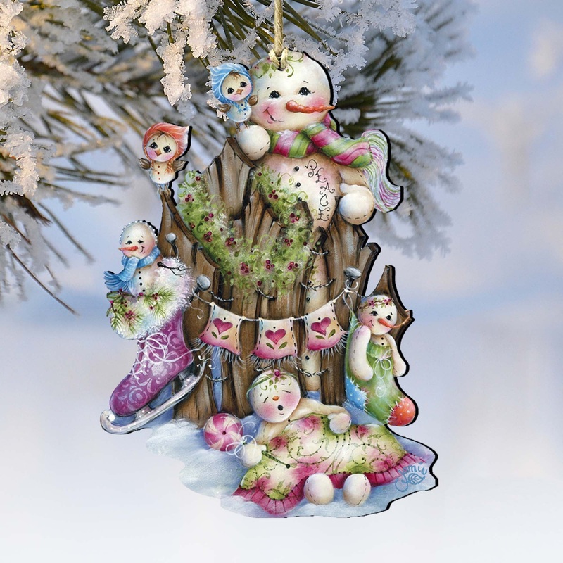 Christmas Time Wooden Ornaments by Jamie Mills-Price – Christmas Santa Snowman Decor – 8457502