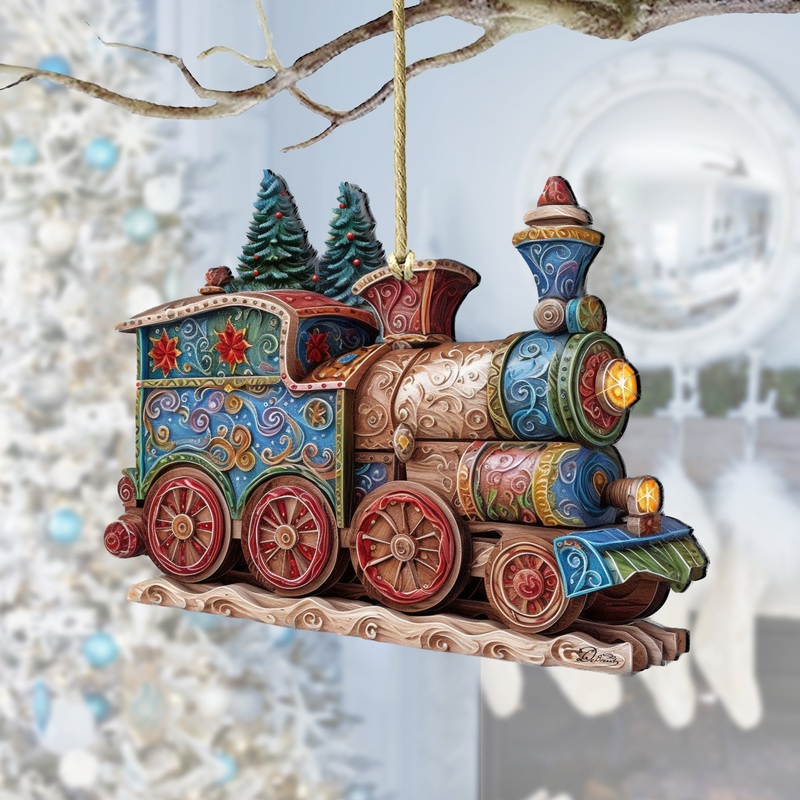 Christmas Train Wooden Ornaments by G. Debrekht – Christmas Decor – 8100198-2