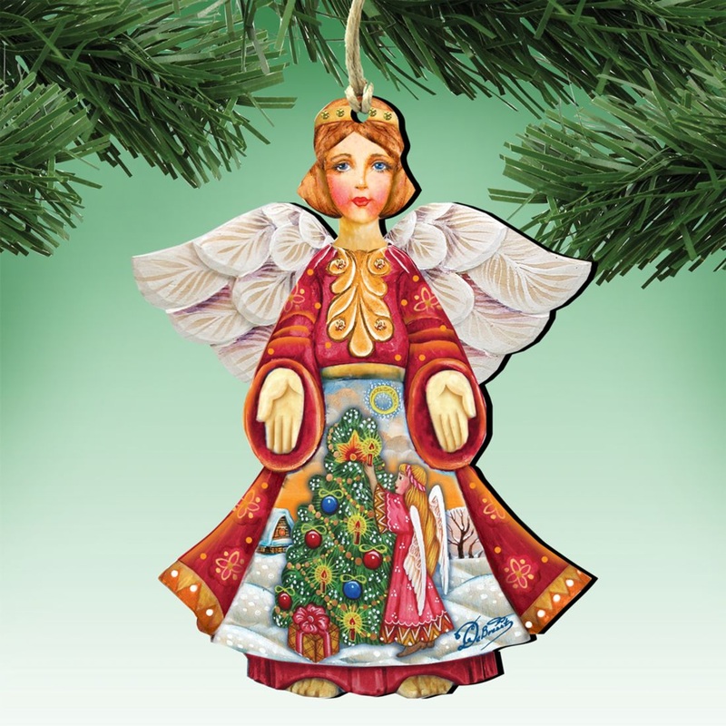 Christmas Tree Angel Wooden Ornaments – Tree Ornament by G. DeBrekht – Nativity Holiday Decor – 8154103