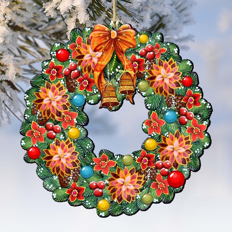Christmas Wreath Wooden Ornaments by G. DeBrekht – Christmas Decor – 8185307