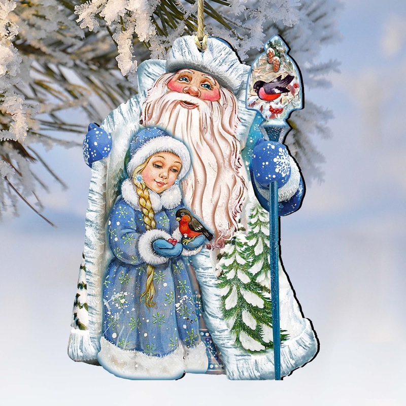 Classic Christmas Wooden Ornaments by G. DeBrekht – Christmas Santa Snowman Decor – 8111410