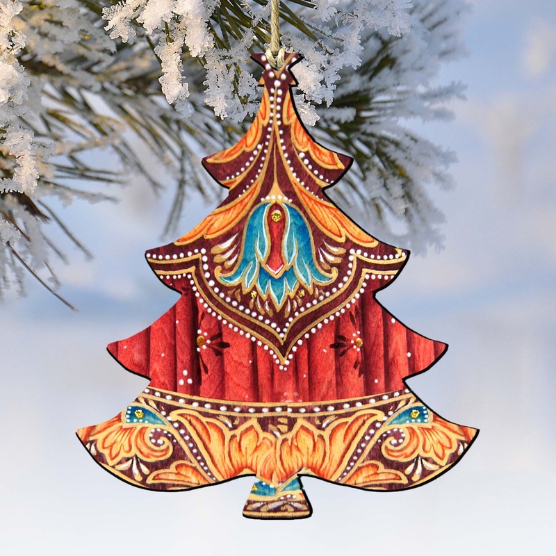 Colorful Christmas Tree Wooden Ornaments by G. DeBrekht – Christmas Decor – 8193147